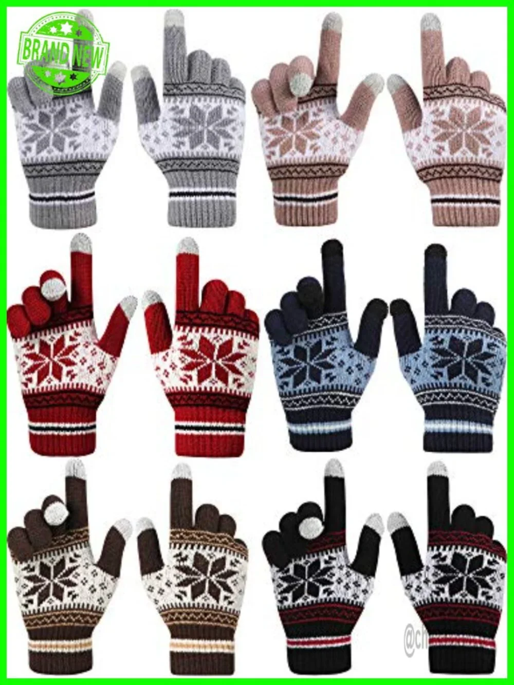 6 Pairs Touchscreen Winter Gloves for Women Men Running Warm Knit Acrylic